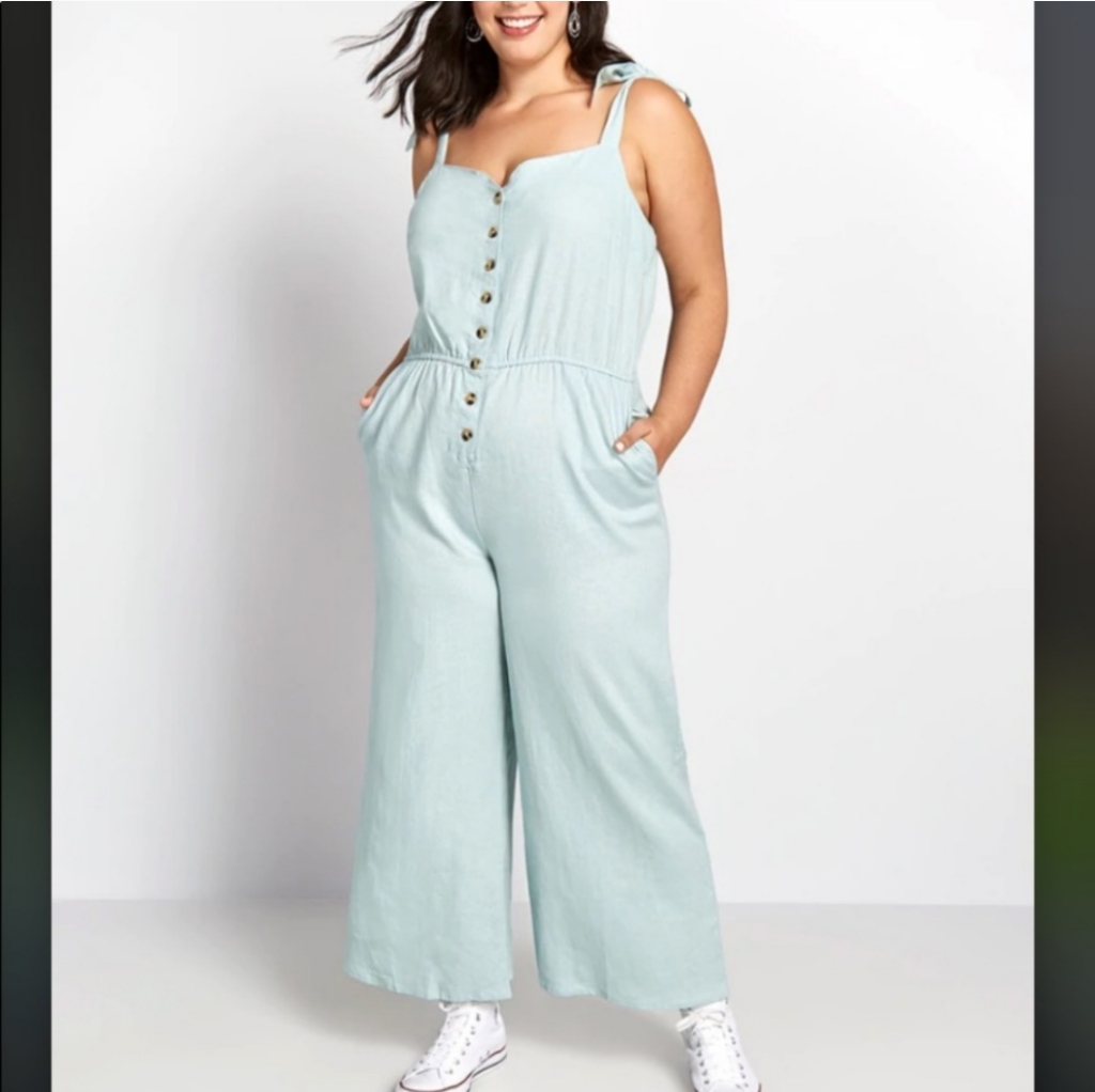 Modcloth Every Waking Momentum Blue Jumpsuit Size Large